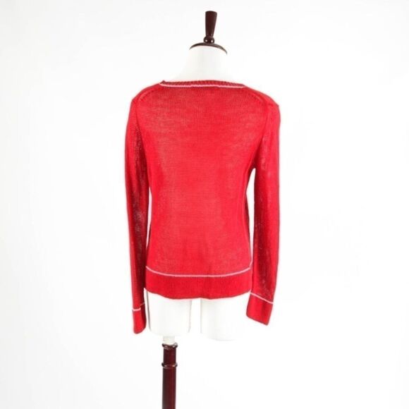 𝅺360 Cashmere red linen knit sweater sz medium - Picture 2 of 4